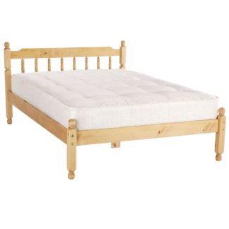 An Image of Spindle Natural Waxed Bed Frame Natural