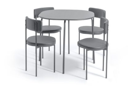 An Image of Habitat Jayla Wood Effect Dining Table & 4 Grey Chairs
