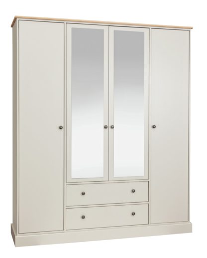 An Image of Argos Home Kensington 4 Door 2 Drawer Wardrobe - Soft Grey