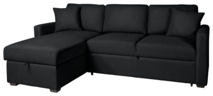 An Image of Habitat Reagan Right Corner Faux Leather Sofa Bed - Black