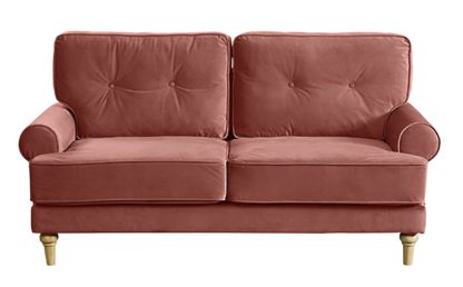 An Image of Habitat Vienna 2 Seater Velvet Sofa - Rose