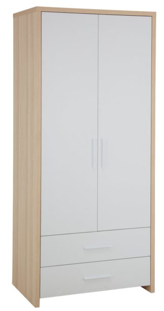 An Image of Habitat Broadway 2 Door 2 Drawer Wardrobe - Oak & White