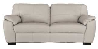 An Image of Argos Home Milano 3 Seater Leather Sofa - Light Grey