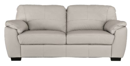 An Image of Argos Home Milano 3 Seater Leather Sofa - Light Grey