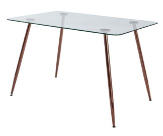 An Image of Habitat Beni Glass 6 Seater Dining Table - Rose Gold