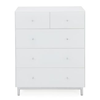 An Image of Bardoux Glass 5 Drawer Chest White