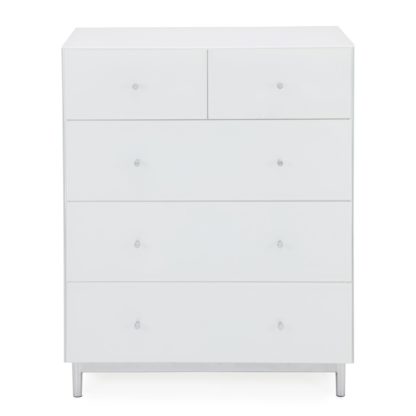 An Image of Bardoux Glass 5 Drawer Chest White