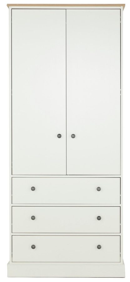 An Image of Argos Home Kensington 2Dr 3Drw Wardrobe - Soft Grey/ Oak Eff