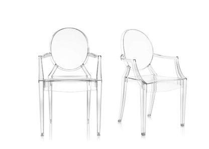 An Image of Kartell Louis Ghost Armchairs Gloss Black - Minimum of 2 only