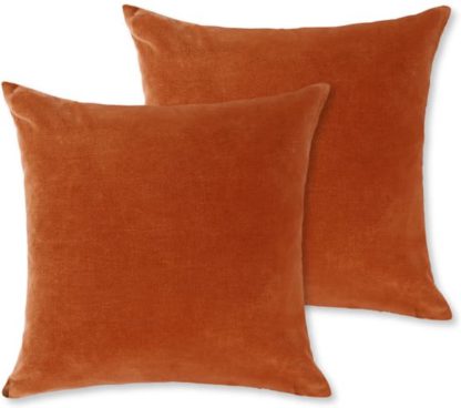 An Image of Lorna Set of 2 Velvet Cushions, 45 x 45cm, Burnt Orange