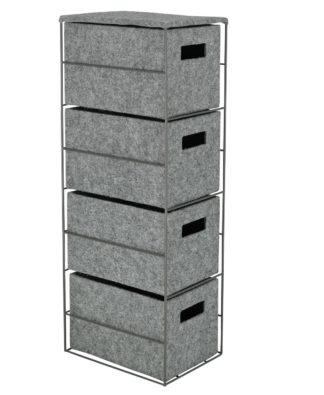 An Image of Argos Home Slimline Felt 4 Draw Storage Tower - Grey