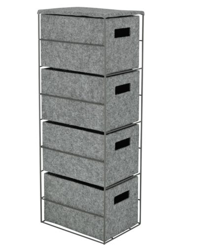 d69894ee1fa2c4c4f2a199723f5e11413f4637095e703d315a7edeccbf747387.jpg An Image of Argos Home Slimline Felt 4 Draw Storage Tower - Grey