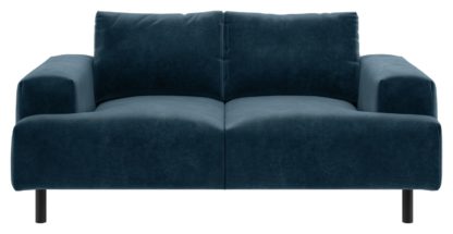 An Image of Habitat Julien 2 Seater Velvet Sofa - Navy