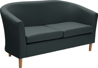 An Image of Habitat 2 Seater Faux Leather Tub Sofa - Black
