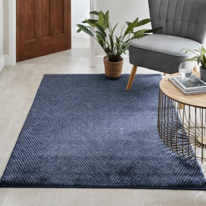 An Image of Printed Nylon Chevron Rug Navy