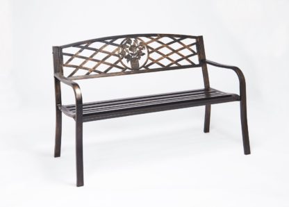 An Image of Greenhurst 2 Seater Garden Bench with Cast Iron Back Rest