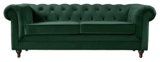 An Image of Habitat Chesterfield 3 Seater Velvet Sofa - Green