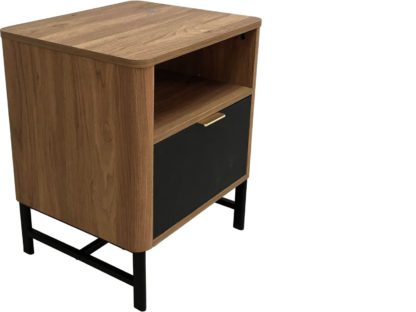 An Image of Koble Scandi Smart 1 Drawer Side Table - Walnut