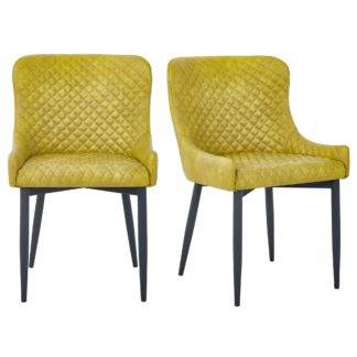 An Image of Montreal Set of 2 Dining Chairs Olive PU Leather Olive (Green)