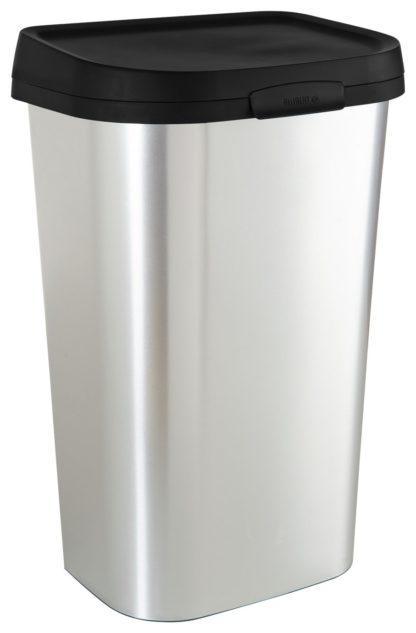 An Image of Curver Mistral 50 Litre Lift Top Bin - Silver