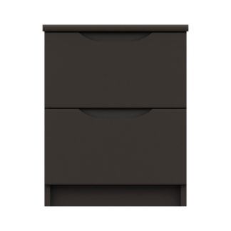 An Image of Legato Graphite Gloss 2 Drawer Bedside Table Black
