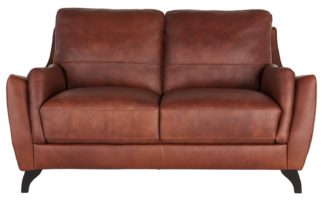 An Image of Argos Home Leonardo 2 Seater Leather Sofa - Cognac