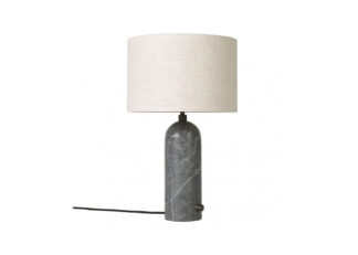 An Image of Gubi Gravity Table Lamp Small Grey Marble Base Canvas Shade