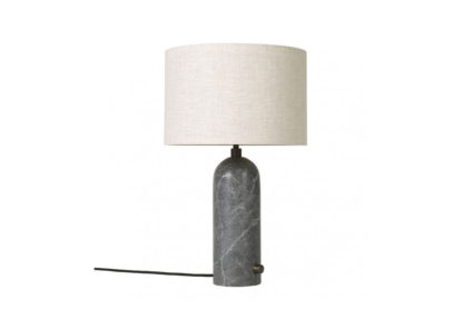 An Image of Gubi Gravity Table Lamp Small Blackened Steel Base Canvas Shade