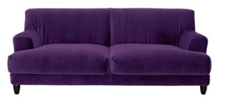 An Image of Habitat Askem 3 Seater Velvet Sofa - dark purple