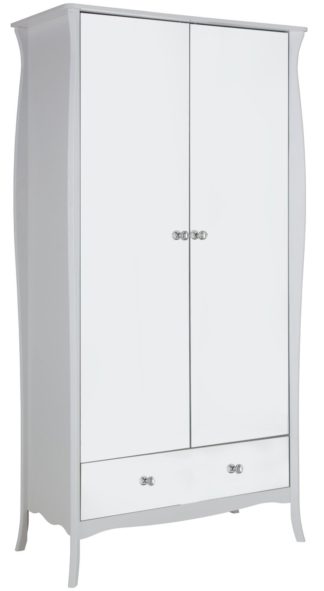An Image of Argos Home Amelie 2 Door 1 Drawer Mirrored Wardrobe - White