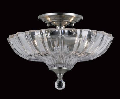 An Image of Dallas Glass 2 Bulb Semi Flush Light Fitting - Satin Nickel.