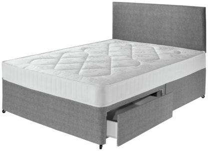 An Image of Argos Home Elmdon Comfort 2 Drawer Small Double Divan - Grey