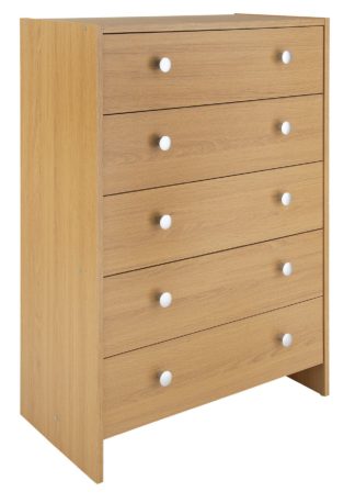 An Image of Argos Home Seville 5 Drawer Chest of Drawers - Oak Effect