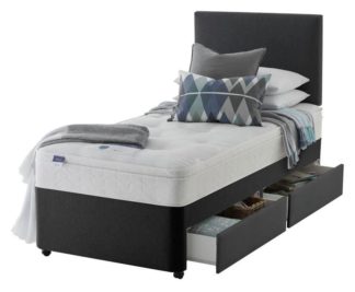 An Image of Silentnight Travis Ortho Single 2 Drawer Divan Bed -Charcoal