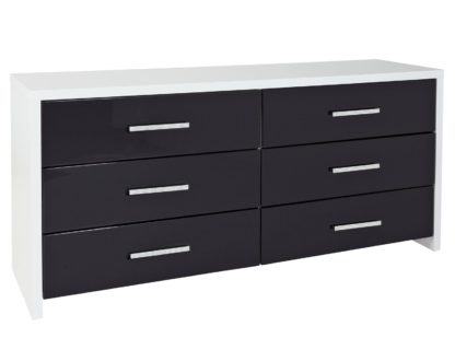 An Image of Habitat Broadway 3+3 Drawer Chest - Black Gloss & White