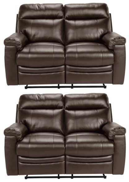 An Image of Argos Home Paolo Pair of 2 Seater Manual Recline Sofa -Brown