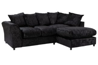 An Image of Argos Home Megan Large Right Corner Fabric Sofa - Black