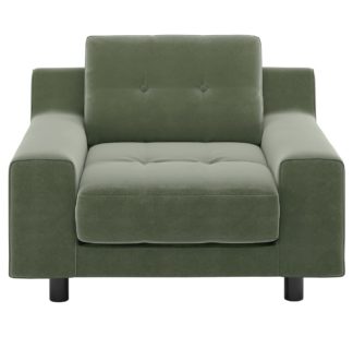 An Image of Habitat Hendricks Sage Green Velvet Armchair