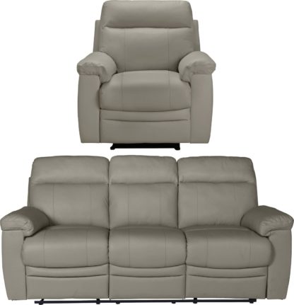 An Image of Argos Home Paolo Chair & 3 Seater Manual Recliner Sofa -Grey