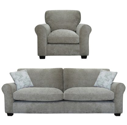 An Image of Argos Home Tammy Fabric Chair and 4 Seater Sofa - Charcoal