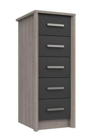 An Image of Grasmere 5 Drawer Tallboy - Dark Grey