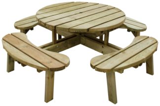 An Image of Forest Garden Round 8 Seater Picnic Table