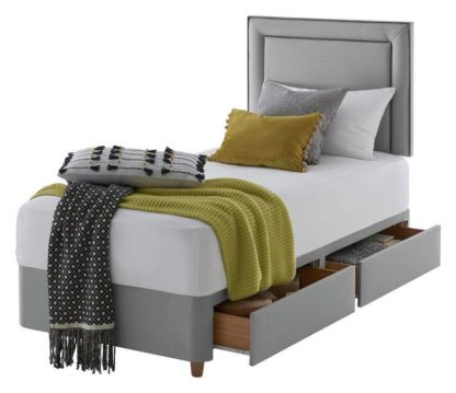 An Image of Silentnight Toulouse Single 2 Drawer Divan Set - Slate Grey