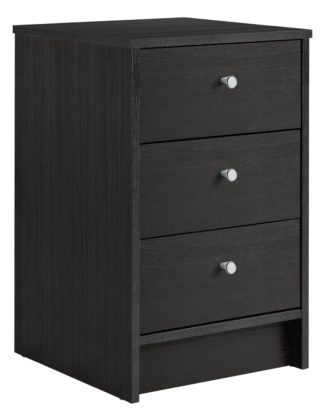 An Image of Habitat Malibu 3 Drawer Bedside Table - Black Oak Effect