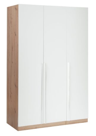 An Image of Habitat Munich 3Door Wardrobe Wardrobe -White/ Oak Effect