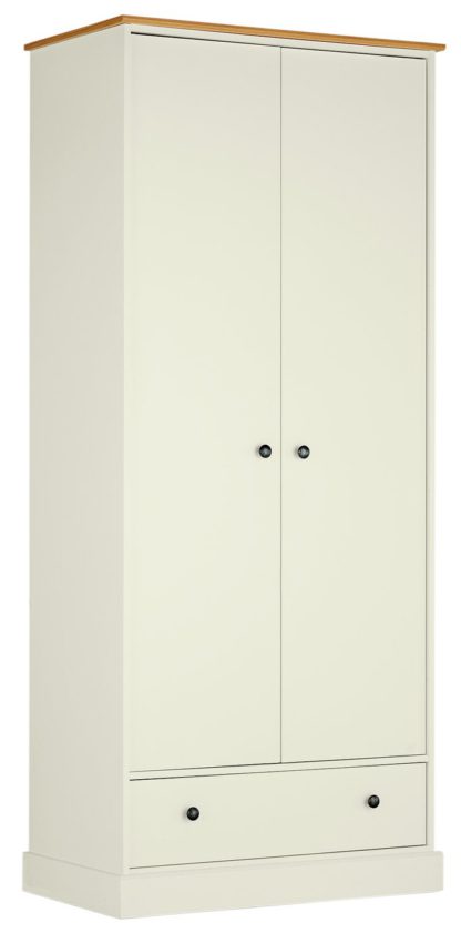 An Image of Argos Home Kensington 2Dr 1Drw Wardrobe - Soft Grey /Oak Eff