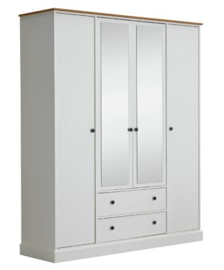 An Image of Argos Home Kensington 4 Door 2 Drawer Wardrobe - Soft Grey