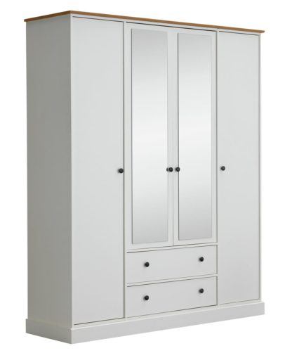 An Image of Argos Home Kensington 4 Door 2 Drawer Wardrobe - Soft Grey