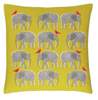 An Image of Habitat Topsy Patterned Cushion - Saffron