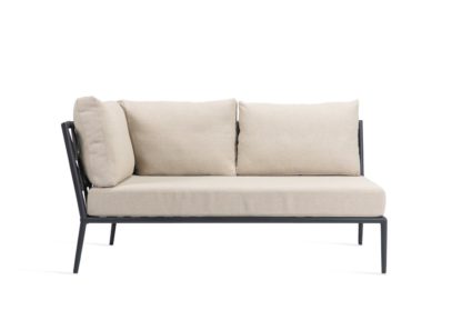 An Image of Vincent Sheppard Leo Modular Outdoor Sofa Right Hand Corner Section Almond Fabric